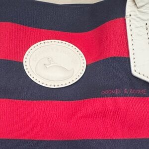 Dooney & Bourke Red and Blue Striped Nylon canvas Shopper